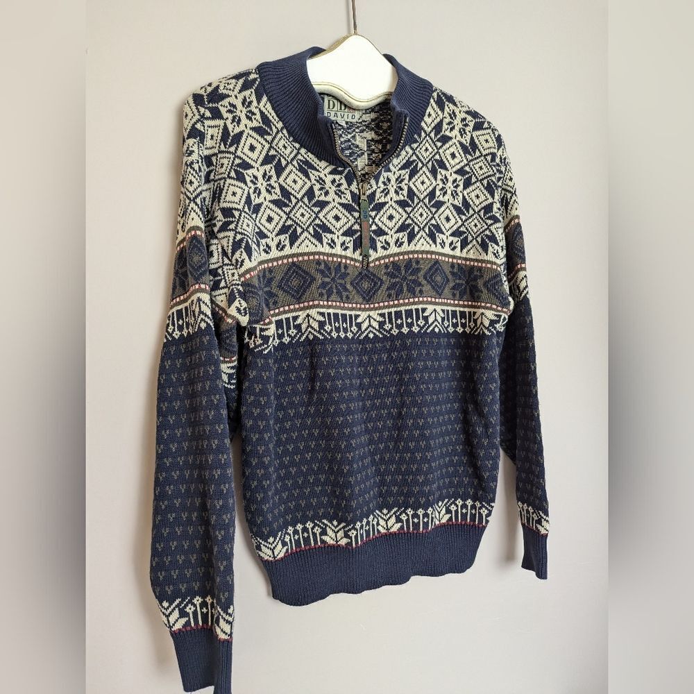 Vintage Daniel David Fair Isle Sweater – Zip Mock Neck – Size Small - Picture 2 of 10